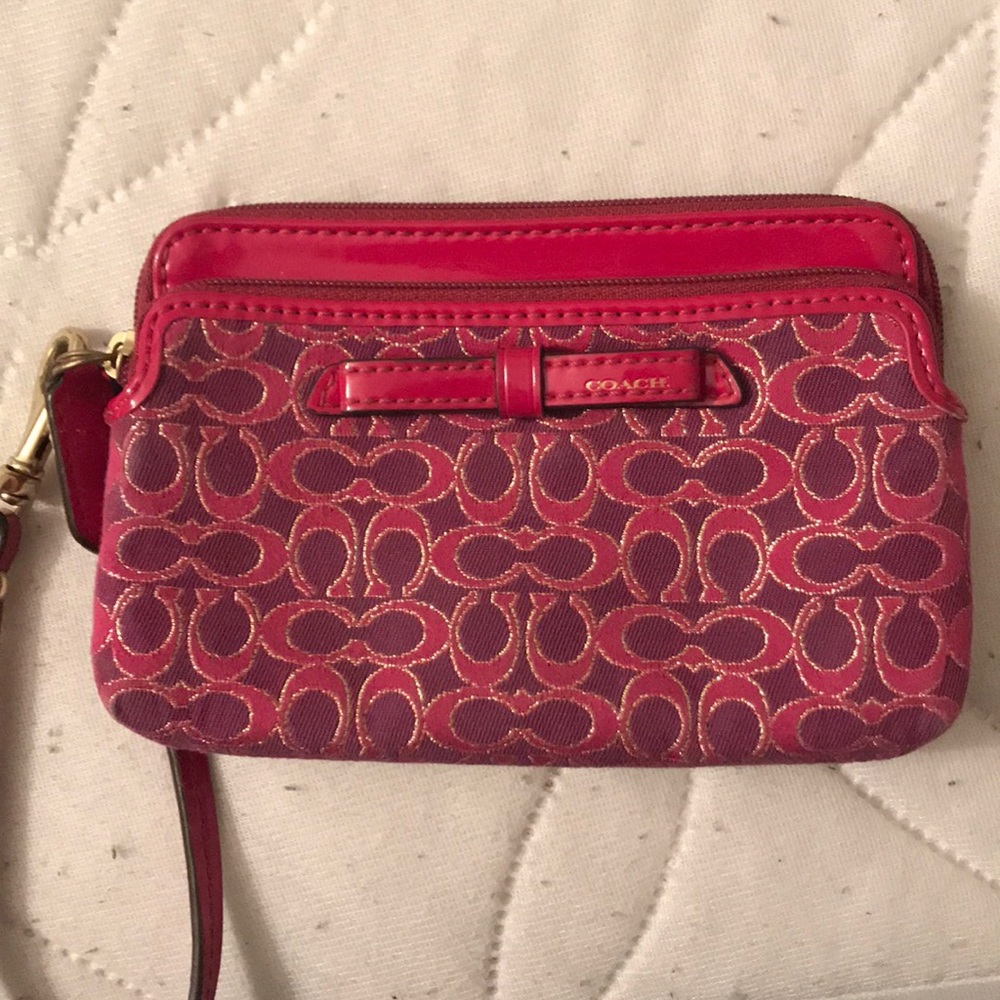 Pink coach coin purse/ wristlet